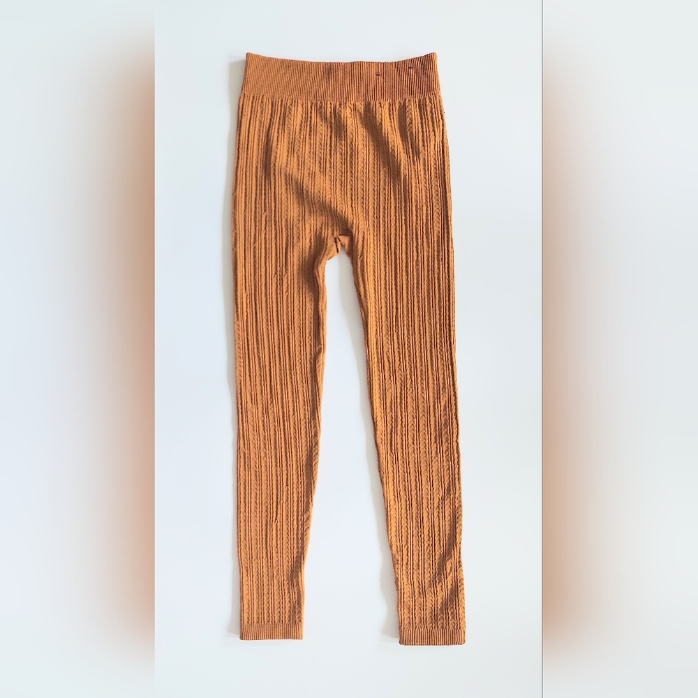 Cotton Candy High Waist Fleece Lined Leggings Mustard Yellow Womens L / XL